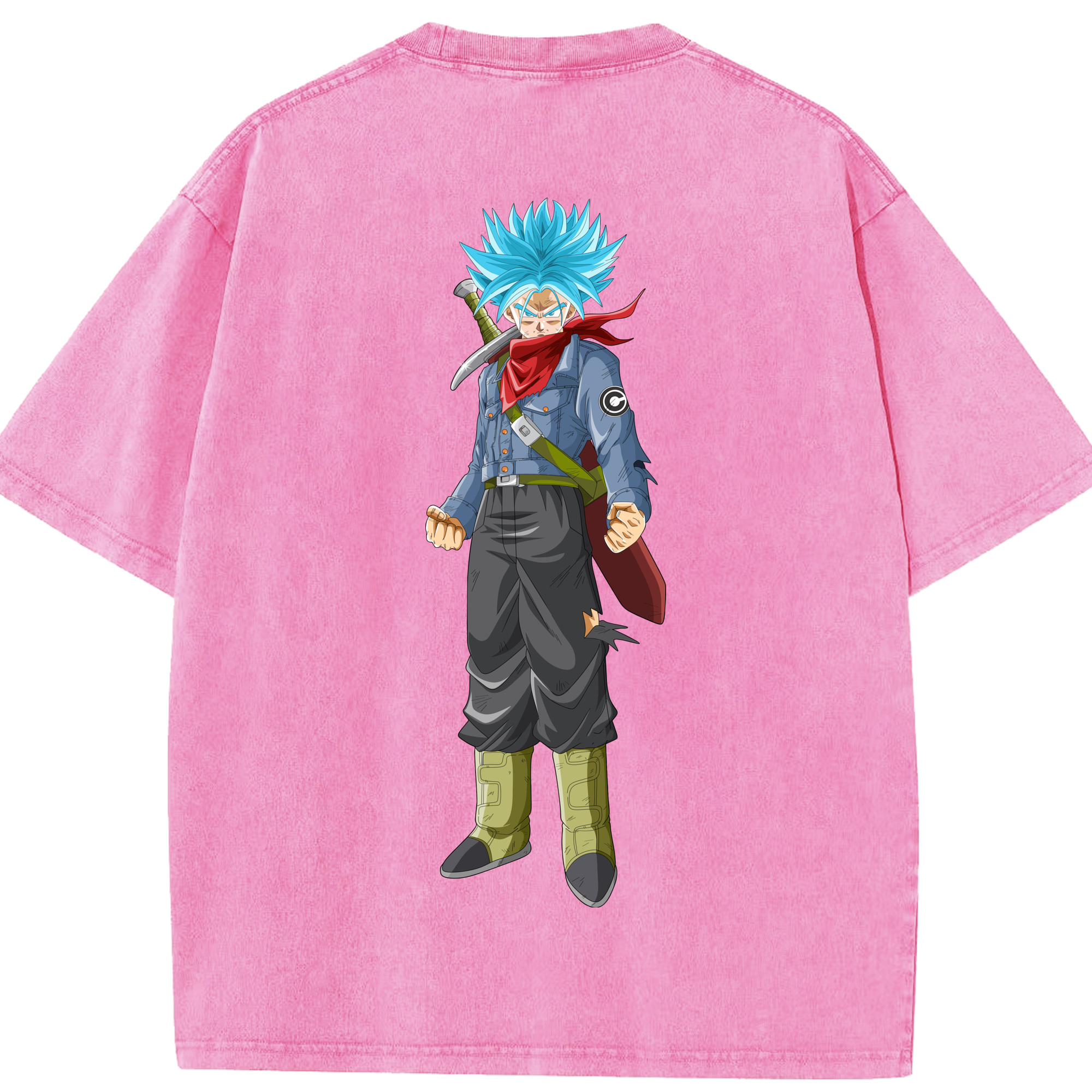 （画像用） ドラゴンボール トランクス（Torankusu）DRAGON BALL Trunks 綿100% ヴィンテージ風 半袖Tシャツ（背面プリント）